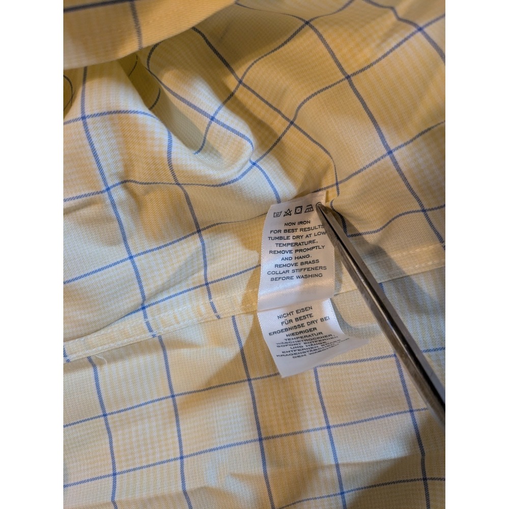Charles Tyrwhitt Shirt Mens Slim Fit Long Sleeve Button Up 15.5 / 36 Yellow Chk - Picture 9 of 11